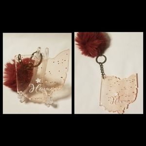 Ohio Keychain with Pom Pom